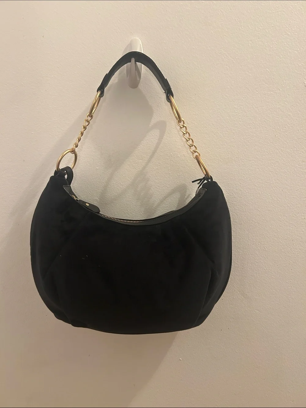 Juicy Couture Black Hobo Bag with Gold Heart Charm